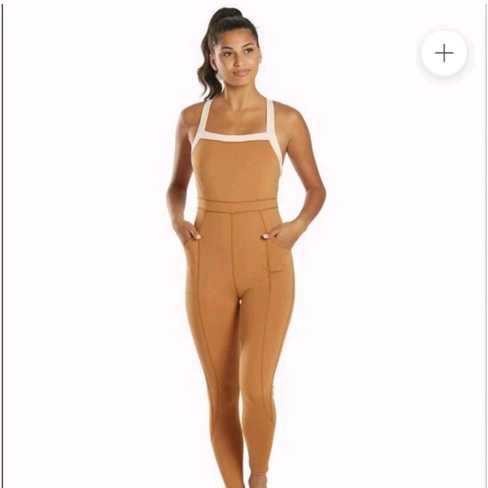 FP Movement Brown‎ Sporty Fitness Sleeveless Rebel Bodysuit Jumpsuit Size Small